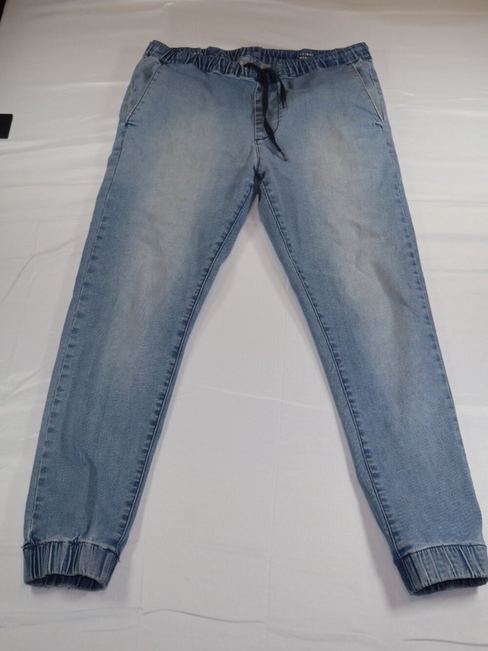 Men’s Bullhead Denim Joggers Skinny Light Blue Jeans Drawstring Size M